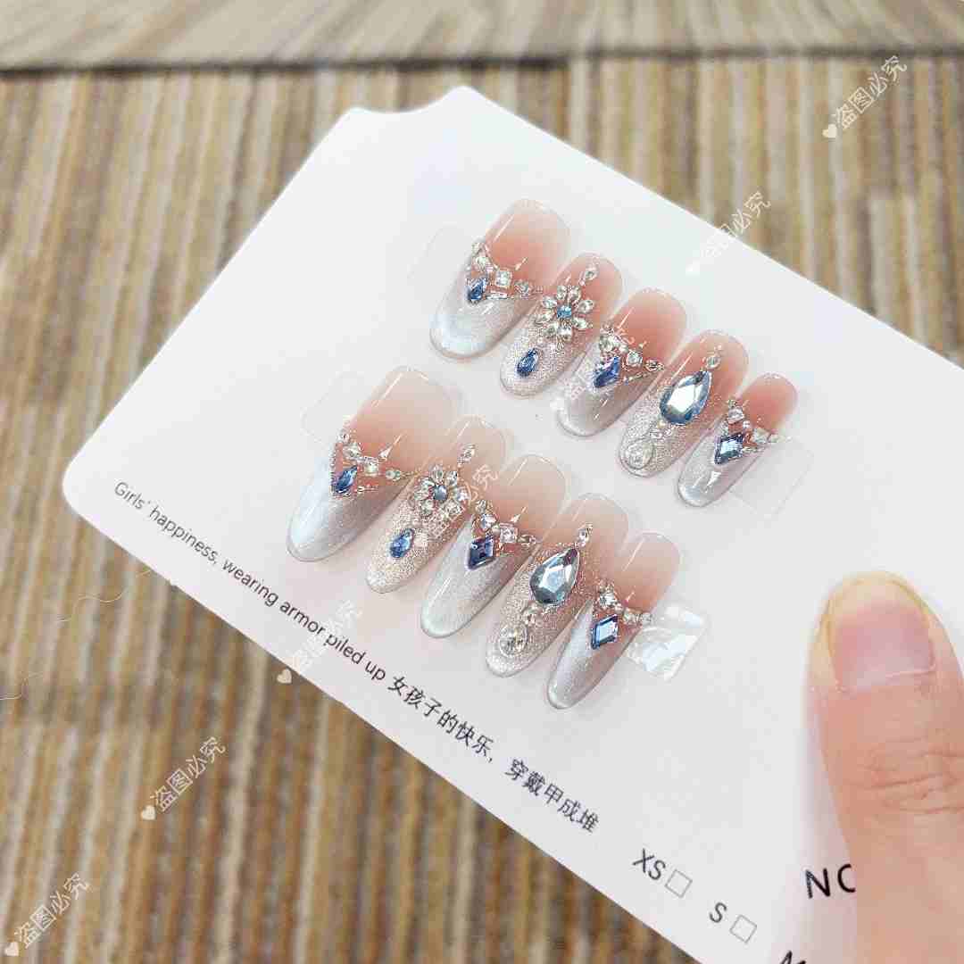 【赛里木湖】纯手工光疗穿戴甲片新款高级10片（无收纳盒）