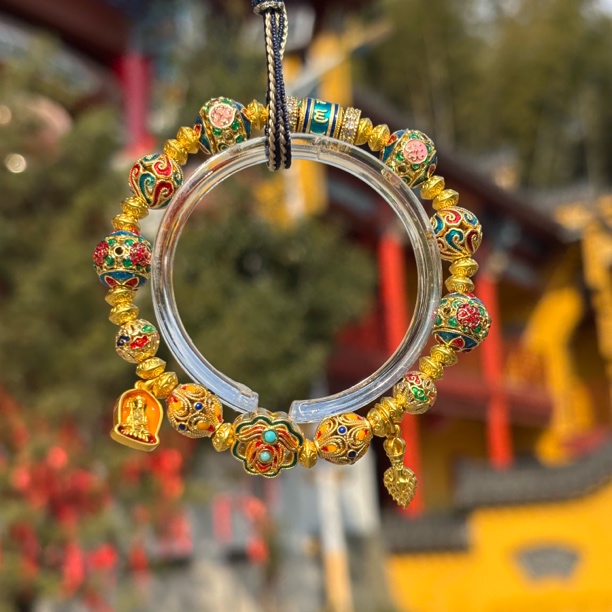 九华山直邮 多宝掐丝繁花系列金箔手串饰品