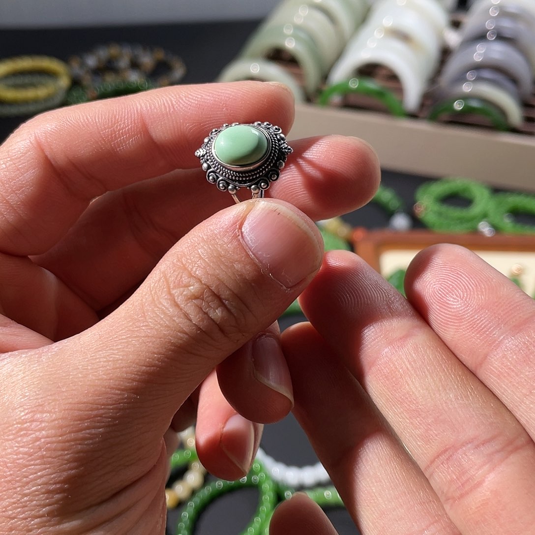 和田玉手链银S925镶嵌