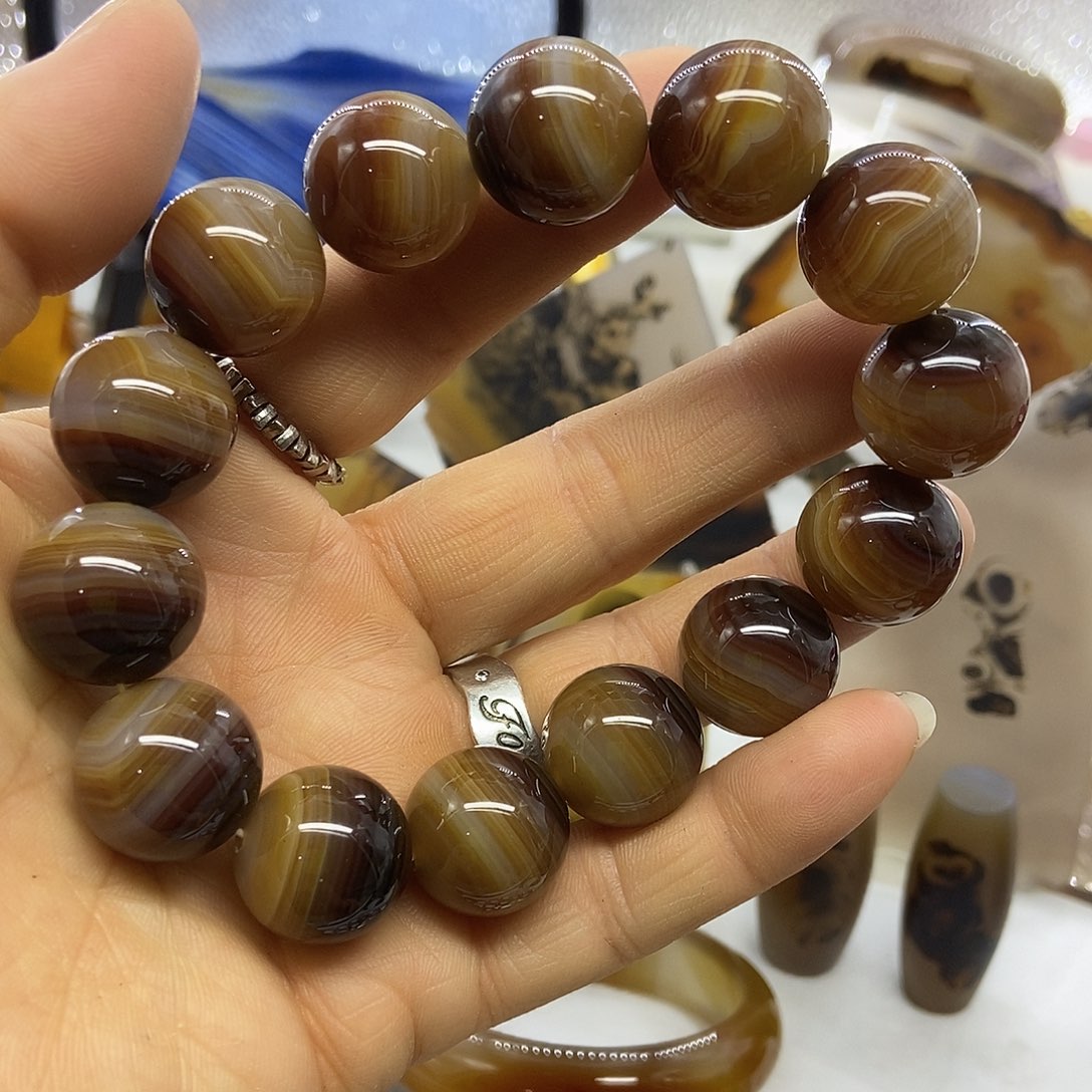 玛瑙/玉髓未镶嵌手串巴玉玛瑙手串缠丝