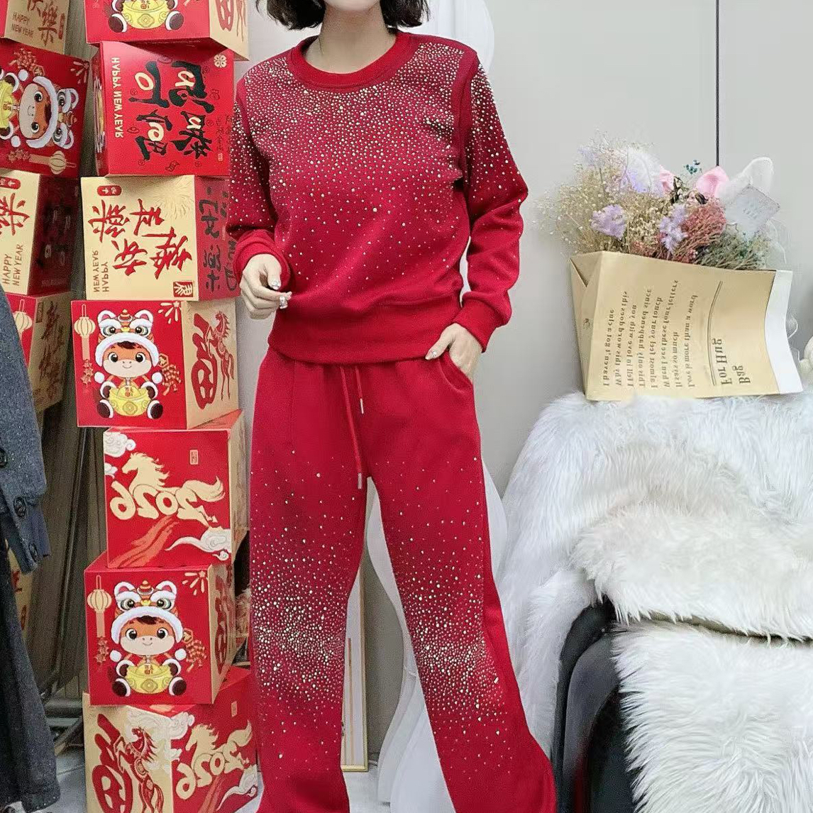YY大码（鸿运来）时尚百搭遮肚设计高级感气质洋气套装