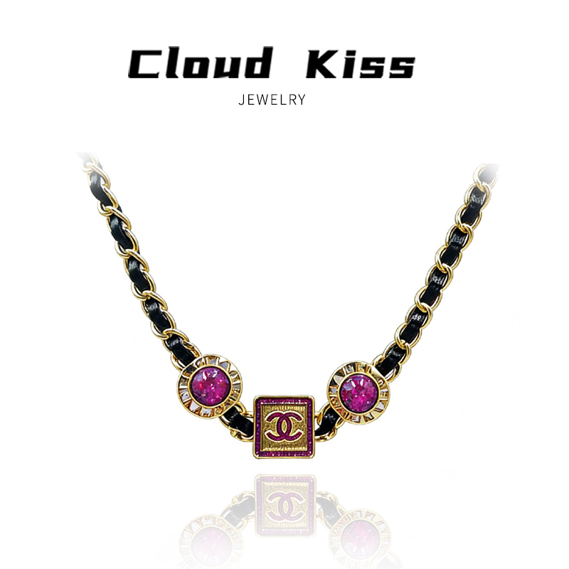 合金项链 CLOUD KISS时尚气质重工编制紫色项链C08633