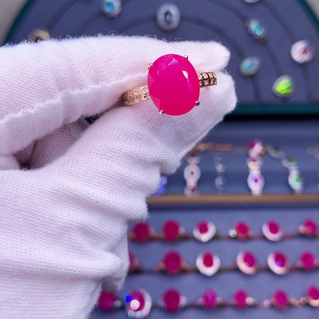 红宝石戒指银S925镶嵌