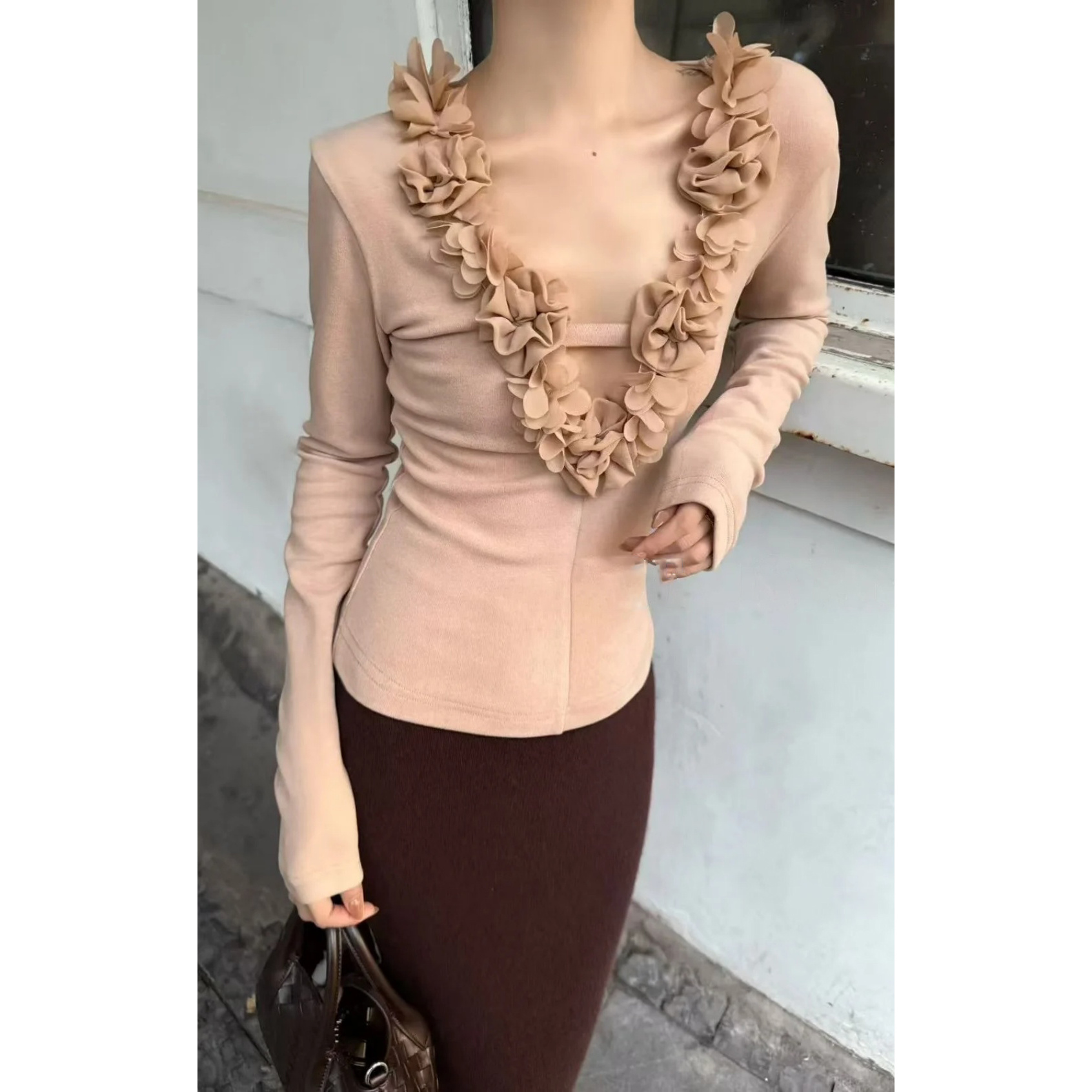 ReneRiva买手店 Riva 花漾美感磨毛抓绒秋冬显瘦内搭