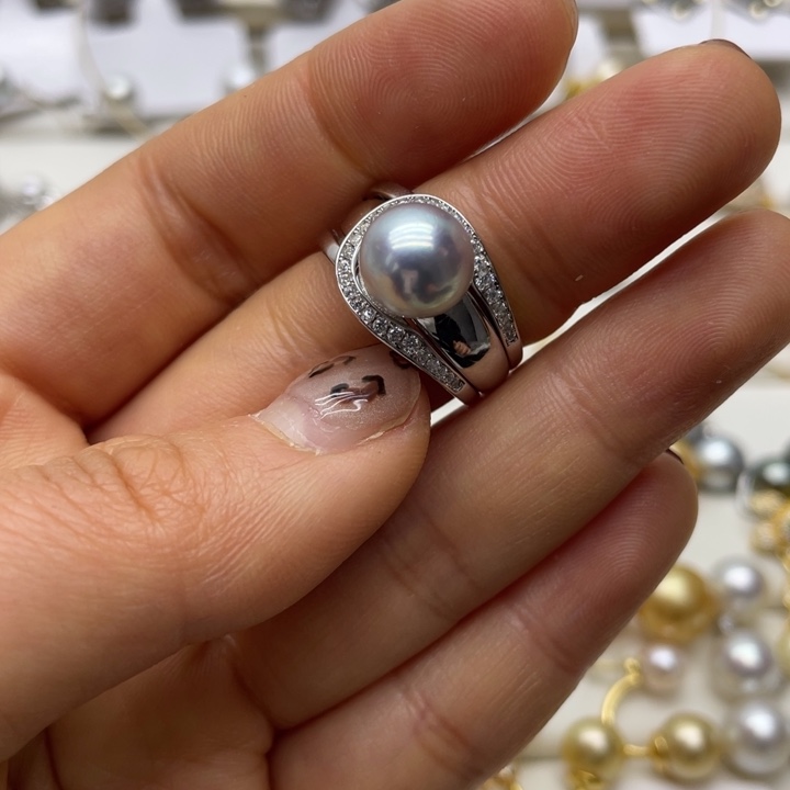 海水珍珠戒指银S925镶嵌