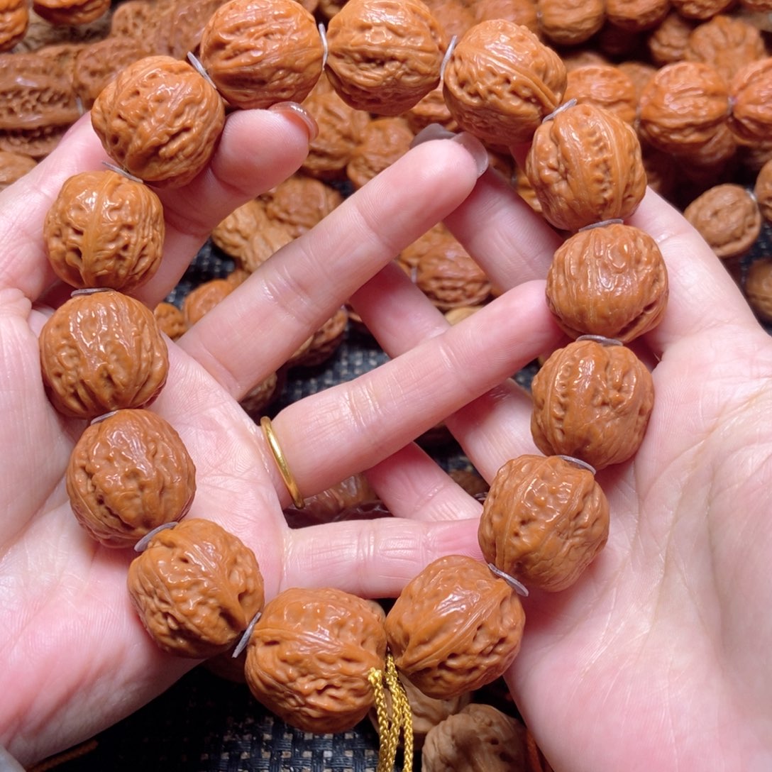 ^***梦桃核吊坠方墩粗筋手串