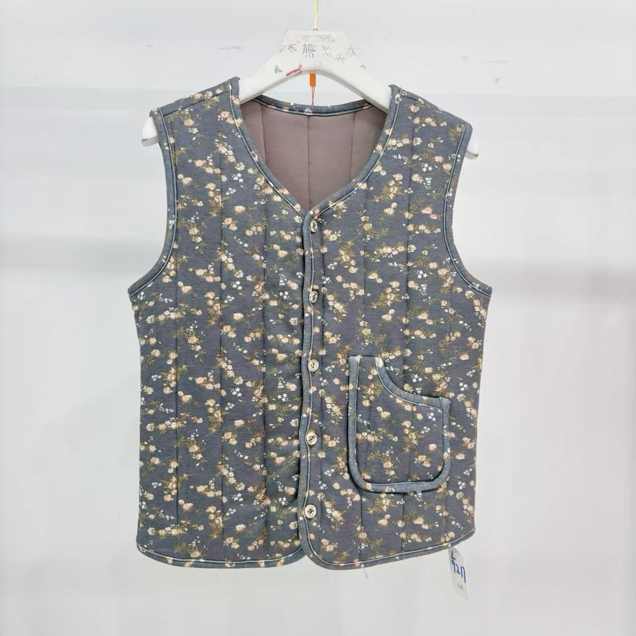 9217-贴身穿（卡码拍大）羊毛保暖马甲（单口袋兰色花）