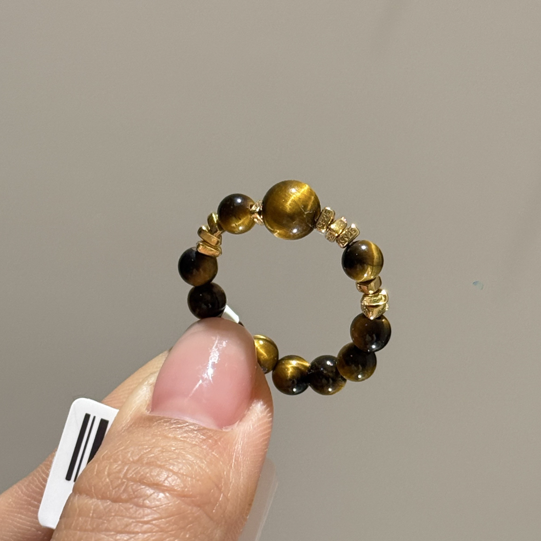 虎眼石吸金碎银小戒指s925银