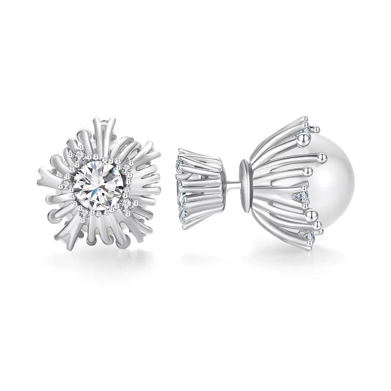 铜合金锆石耳饰 ES-522扭转花园前后两戴轻奢时尚耳钉