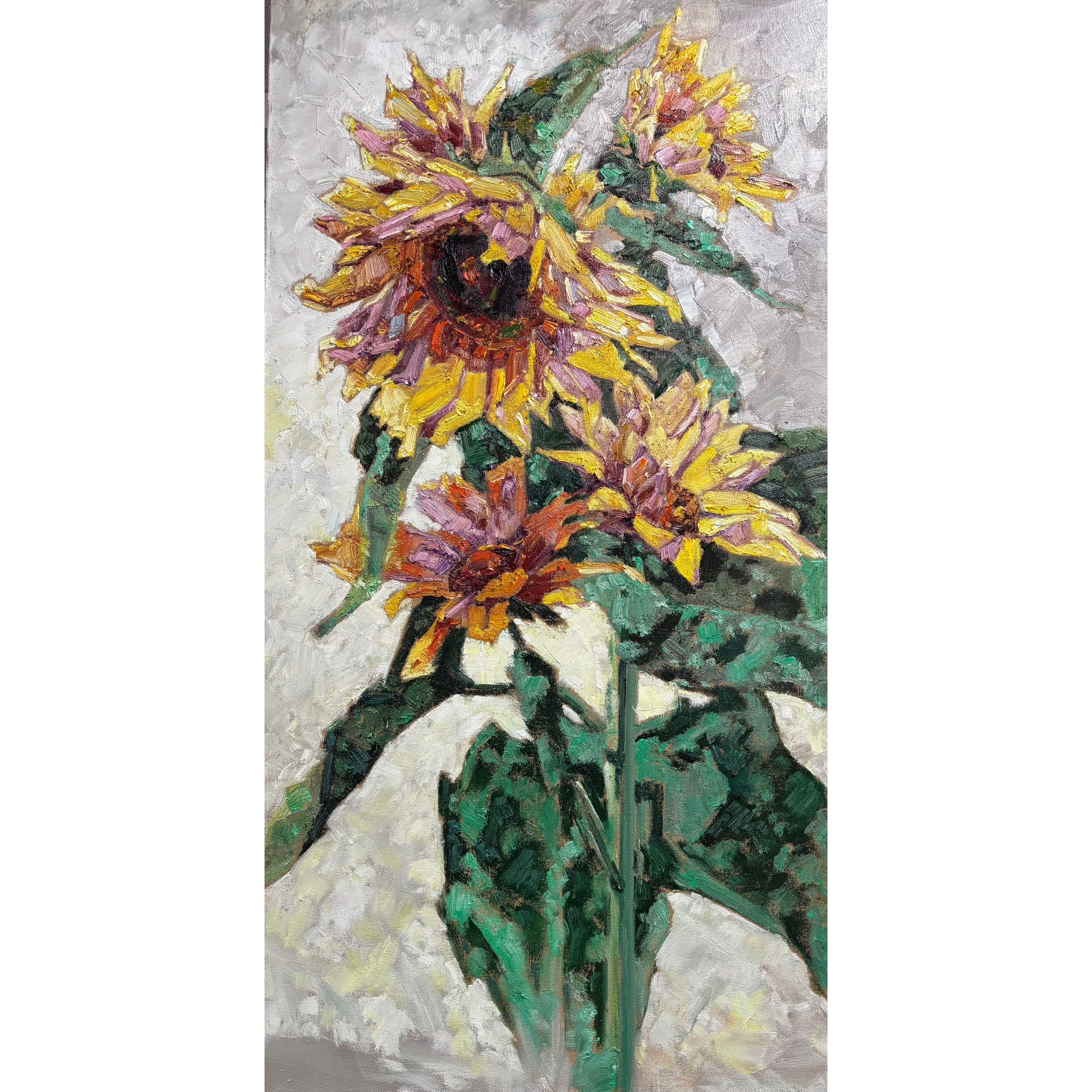 8259吴民本向日葵113*63轻奢玄关入户门正对墙高级感手绘油画