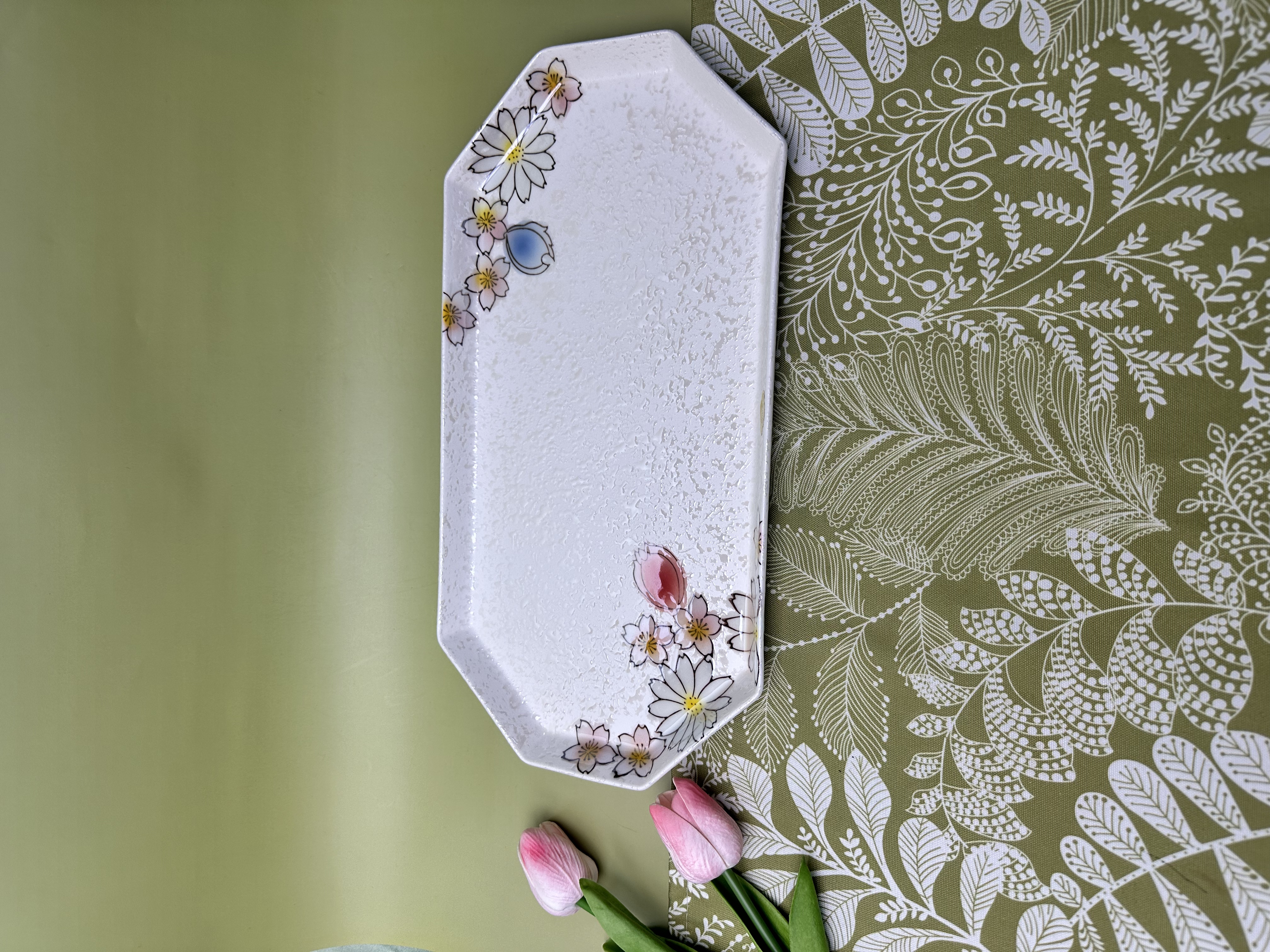 有田烧【一起淘儿】D50#有田烧 14寸八角盘（樱花）精致陶瓷 