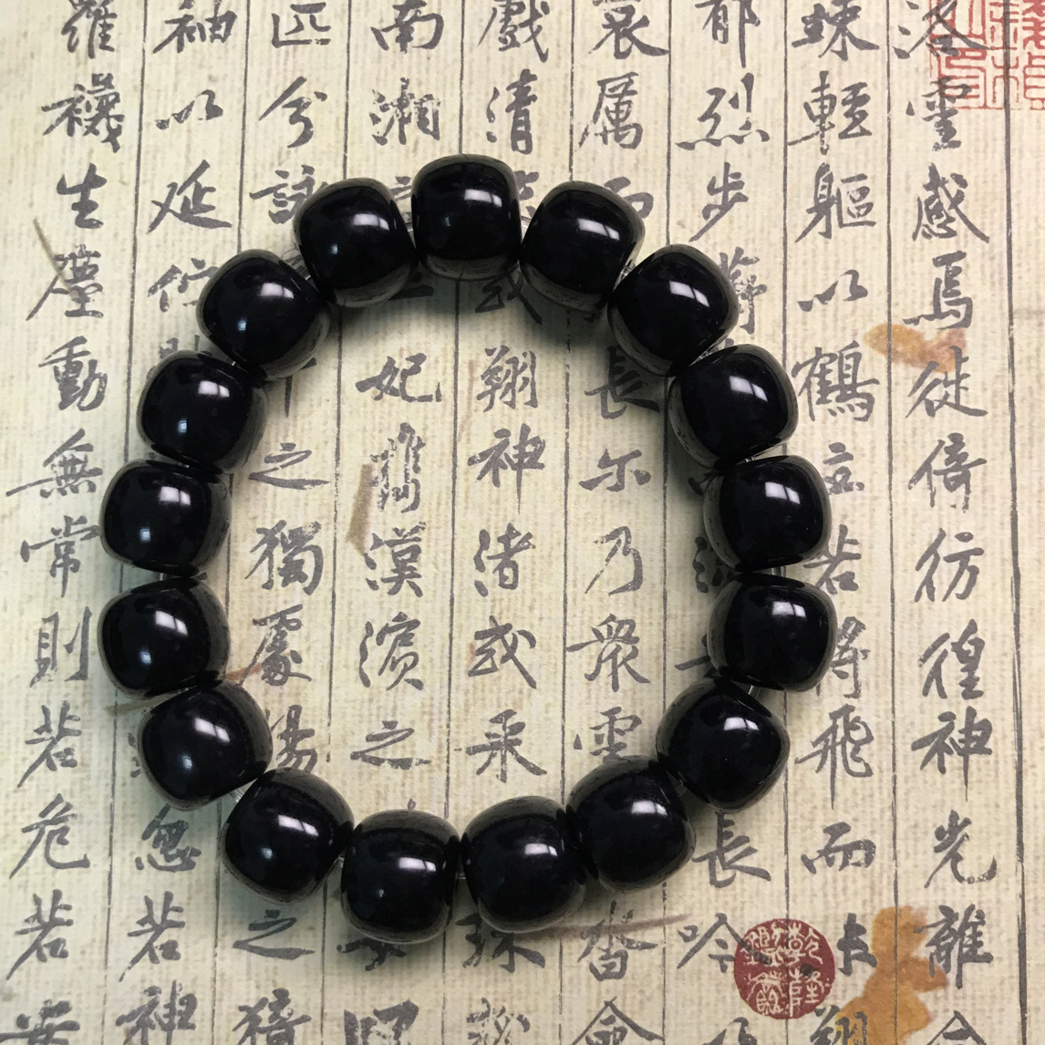 天然岫玉 卡14算盘珠 手串