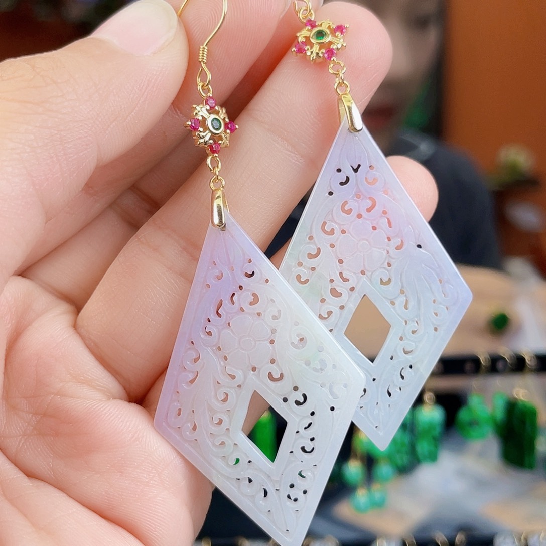 翡翠银S925镶嵌耳饰