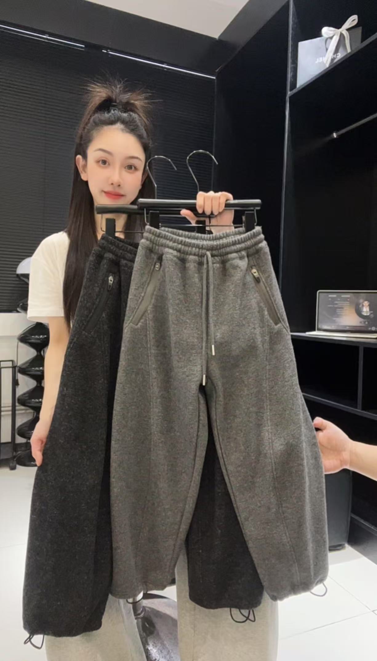 【加绒新款】宽松有形男女童加绒秋冬阔腿裤显腿长两穿亲子装弯刀裤