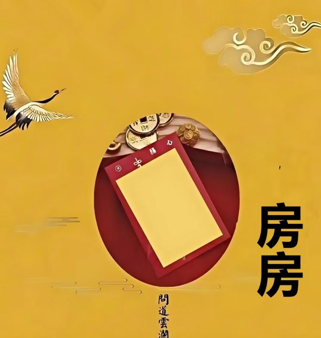 A4号  房屋平平  手绘卡生肖福袋挂件精美饰
