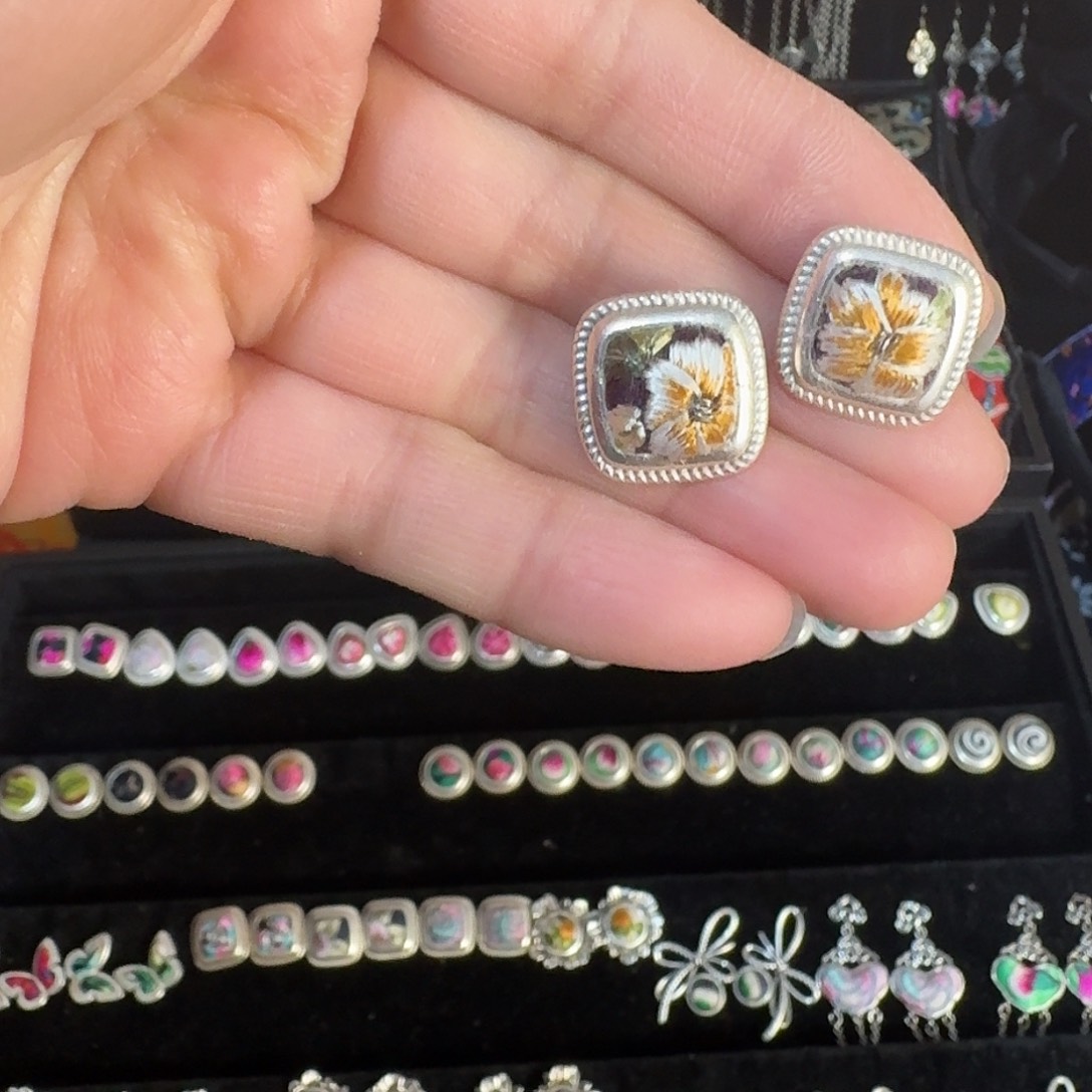 刺绣民族风刺绣老绣耳钉