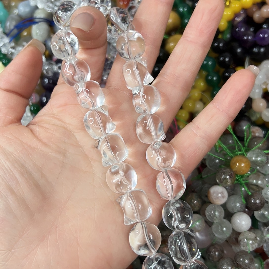 玛瑙/玉髓未镶嵌珠宝半成品，压电白水晶猫头25颗