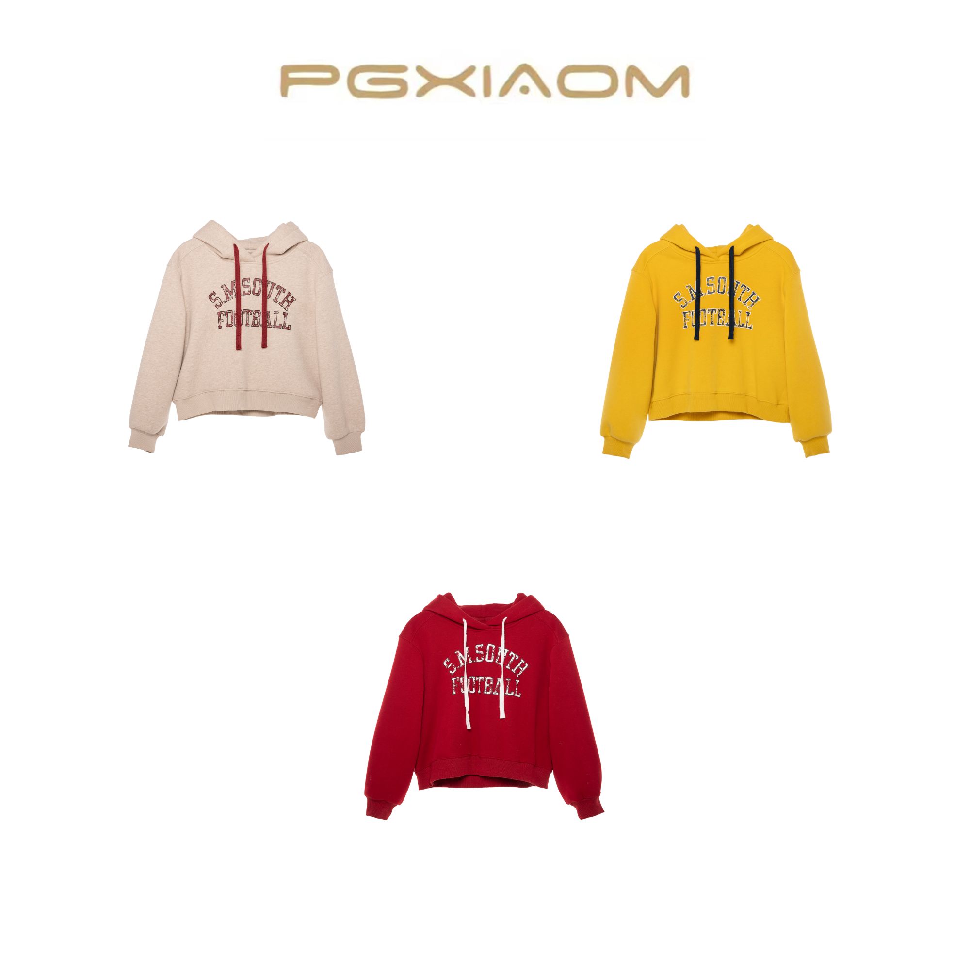 PGXIAOM】润秀定制 燕麦 红 黄三色加绒连帽卫衣 WY10608         