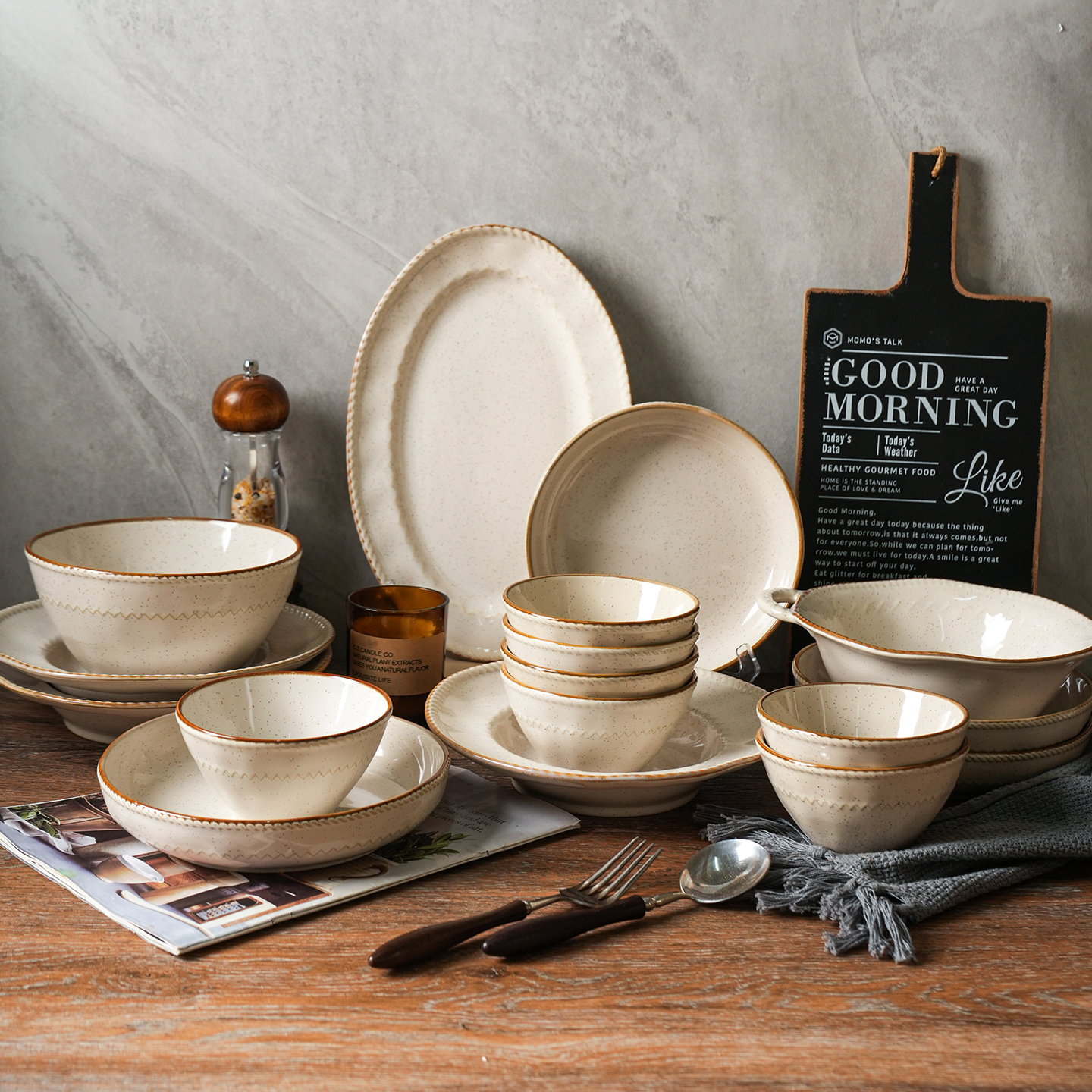 舍里复古碗碟餐具家用2025新款陶瓷碗盘子乔迁礼物餐具高级感碗具