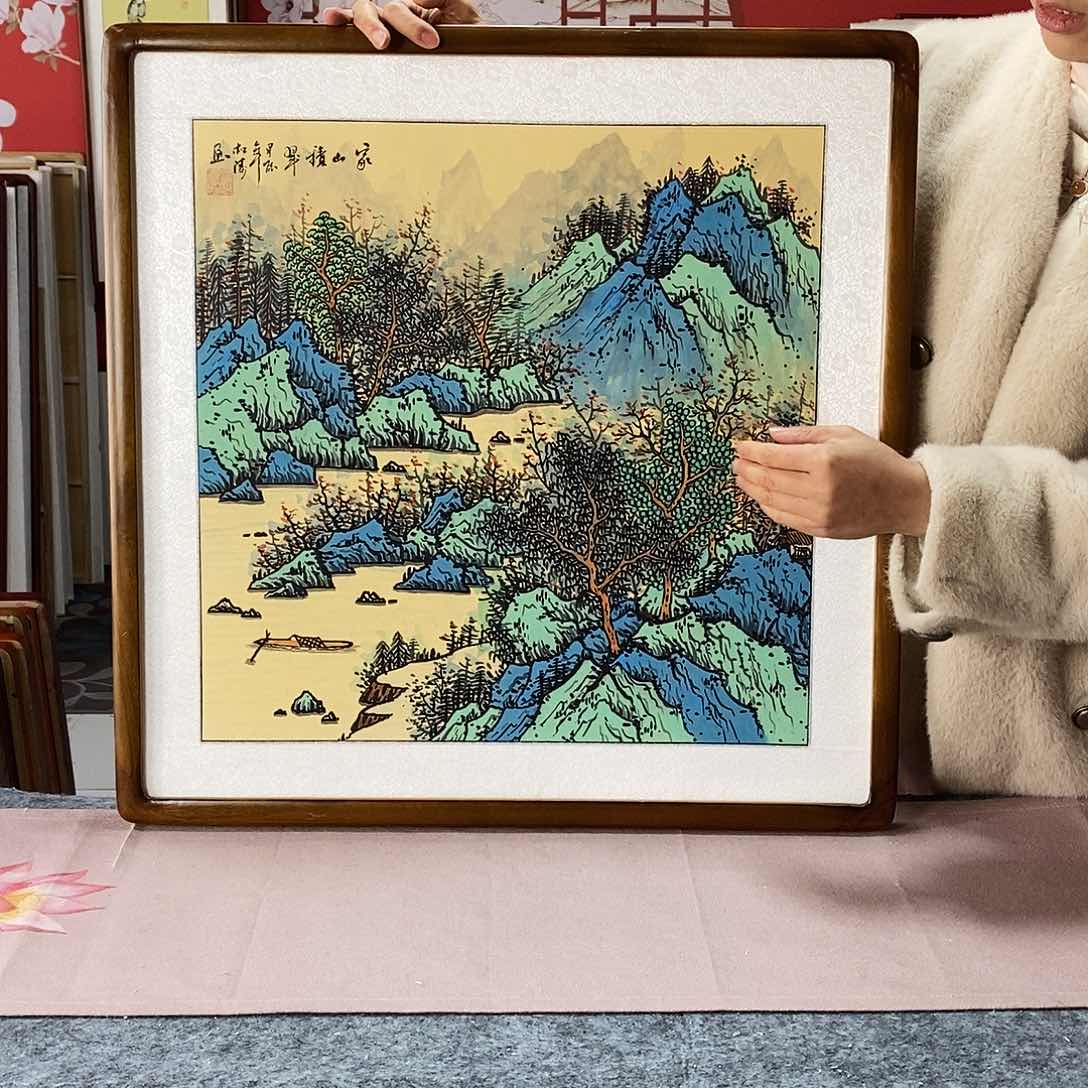 国画手写手绘国画作品带框
