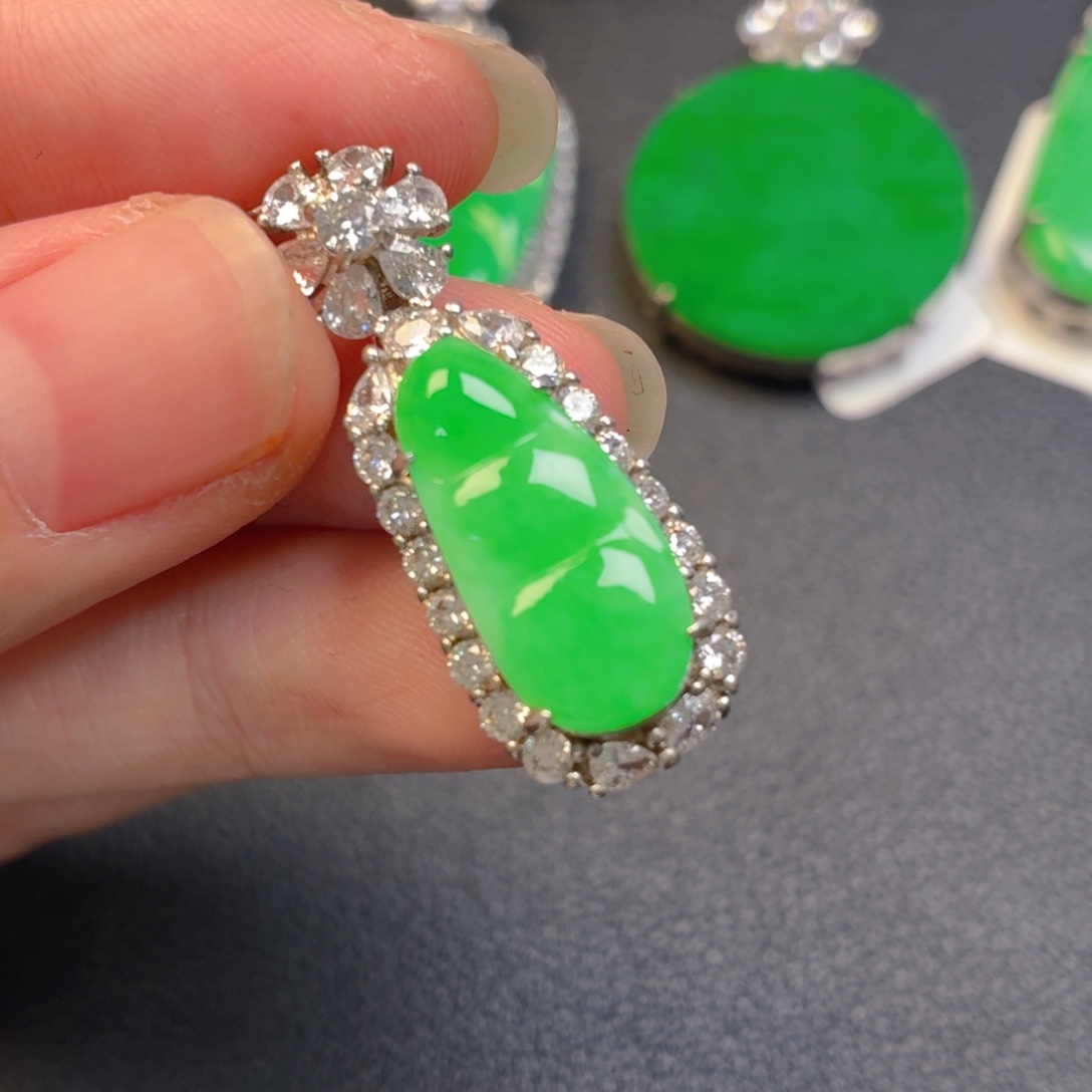 翡翠银S925镶嵌吊坠(不含链)