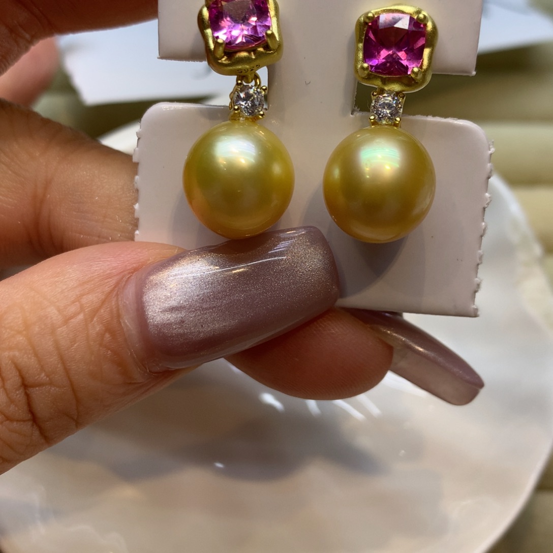 银S925镶嵌耳饰海水珍珠