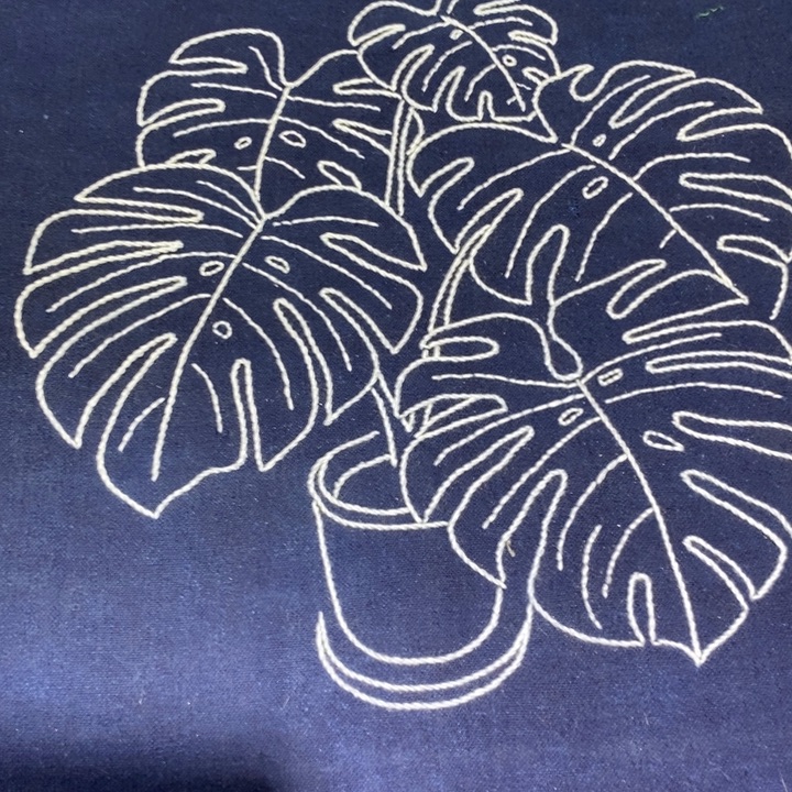 棉挂布龟背竹蓝染土布紫色火麻