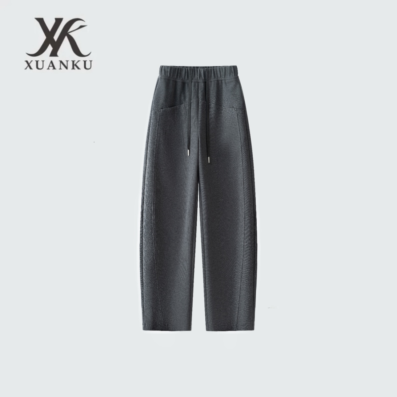 【XUANKU】秋冬加绒加厚糯感休闲裤垂感宽松百搭显瘦舒适弯刀裤2669