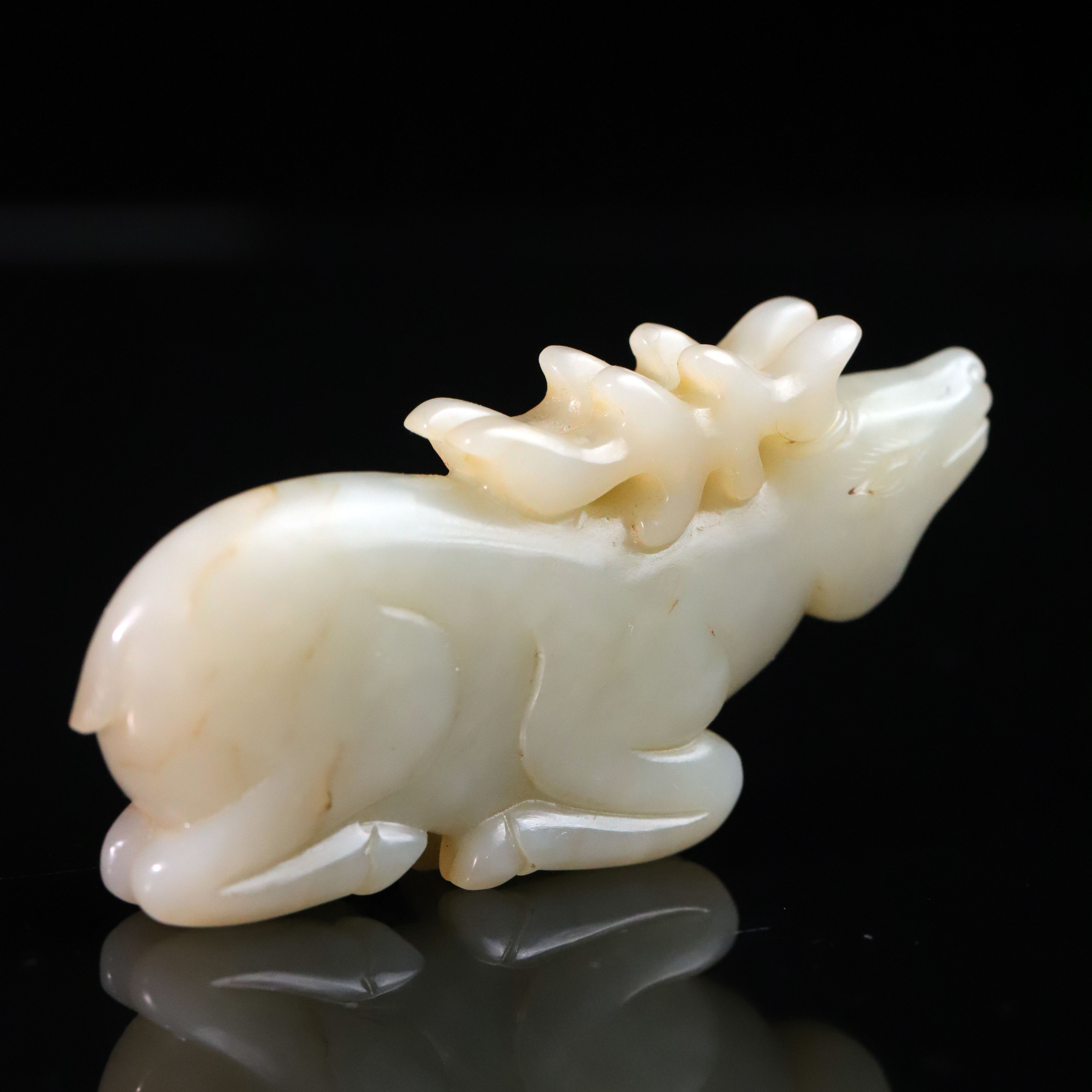 明代和田玉天鹿把件-CS