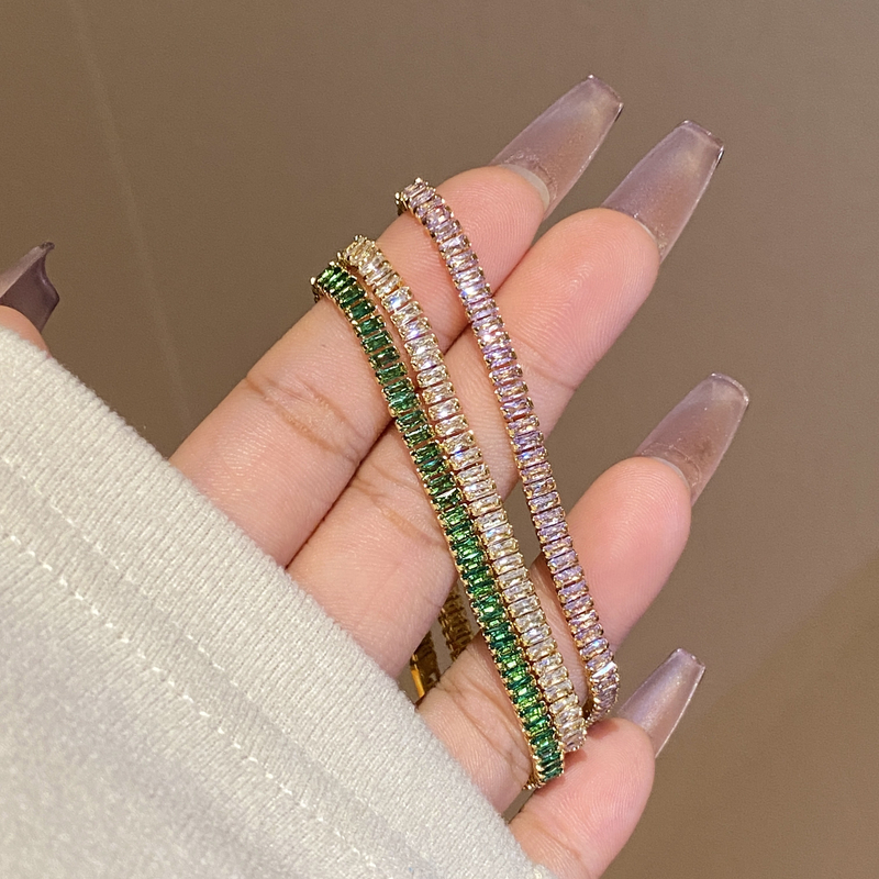 铜合金合成锆石手链 彩色轻奢小众个性女简约设计感手链A2305