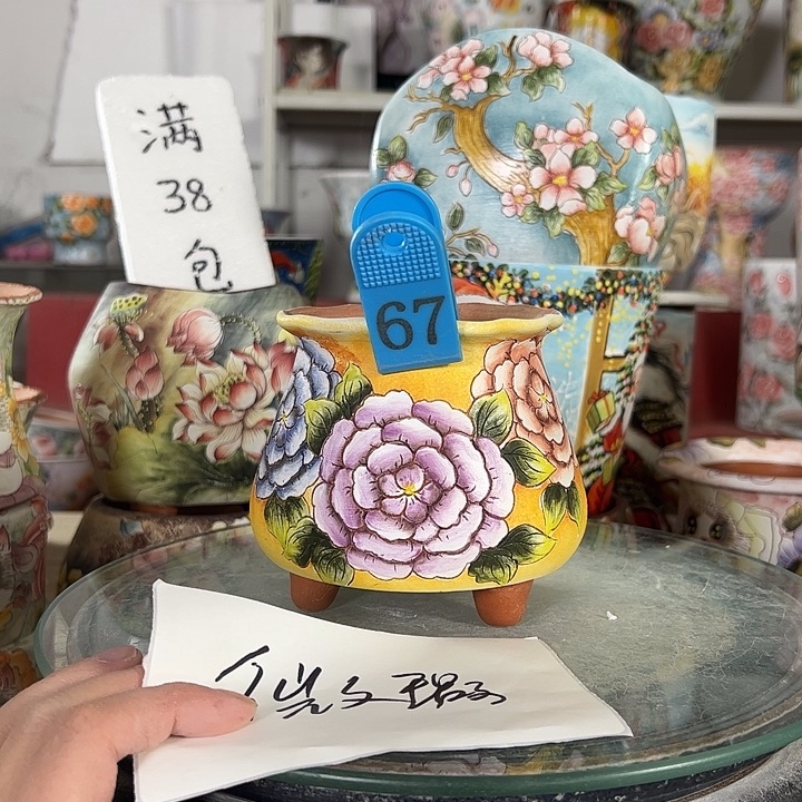 满38包邮 景德镇幸运花盆