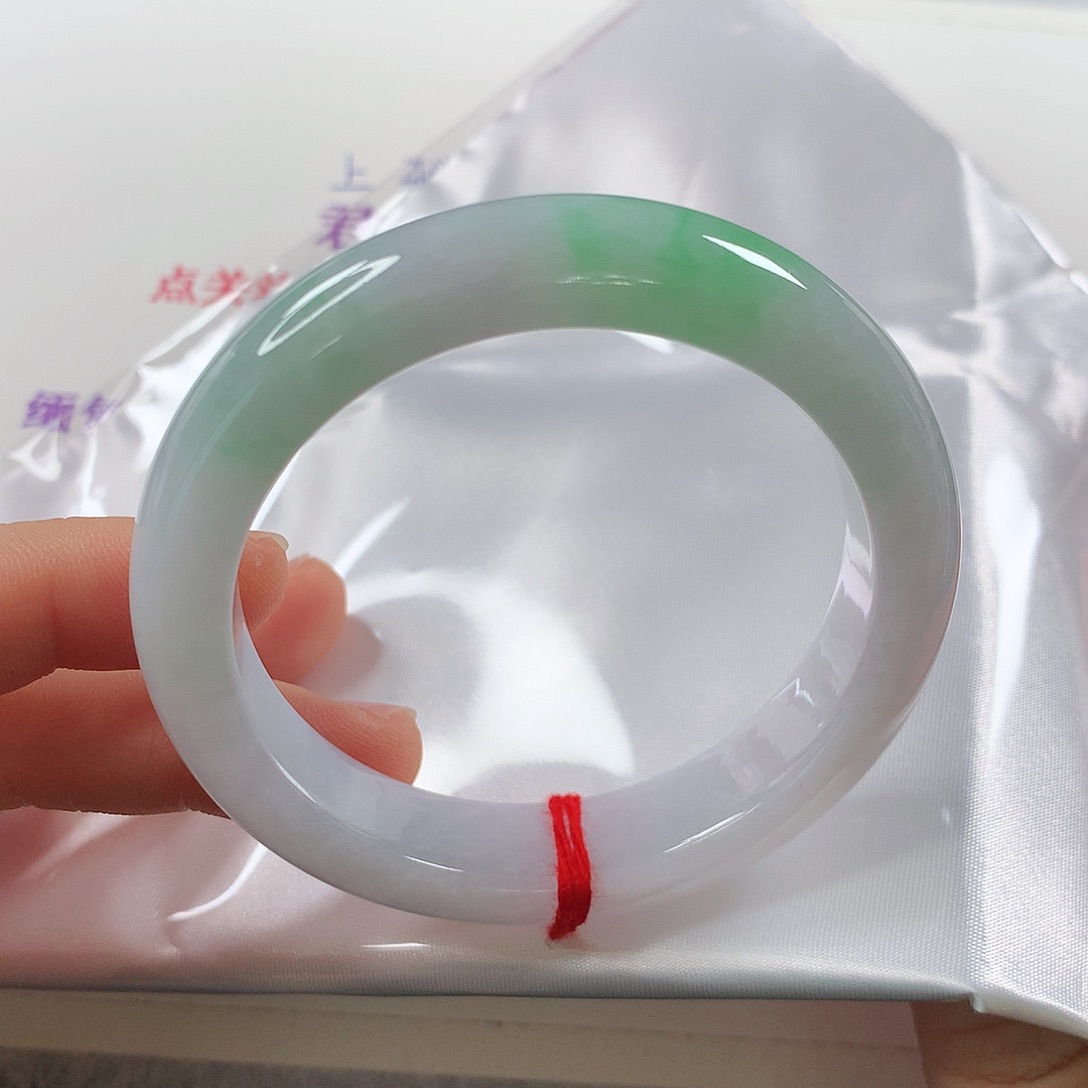 未镶嵌手镯翡翠 正圈白底青②①⑦