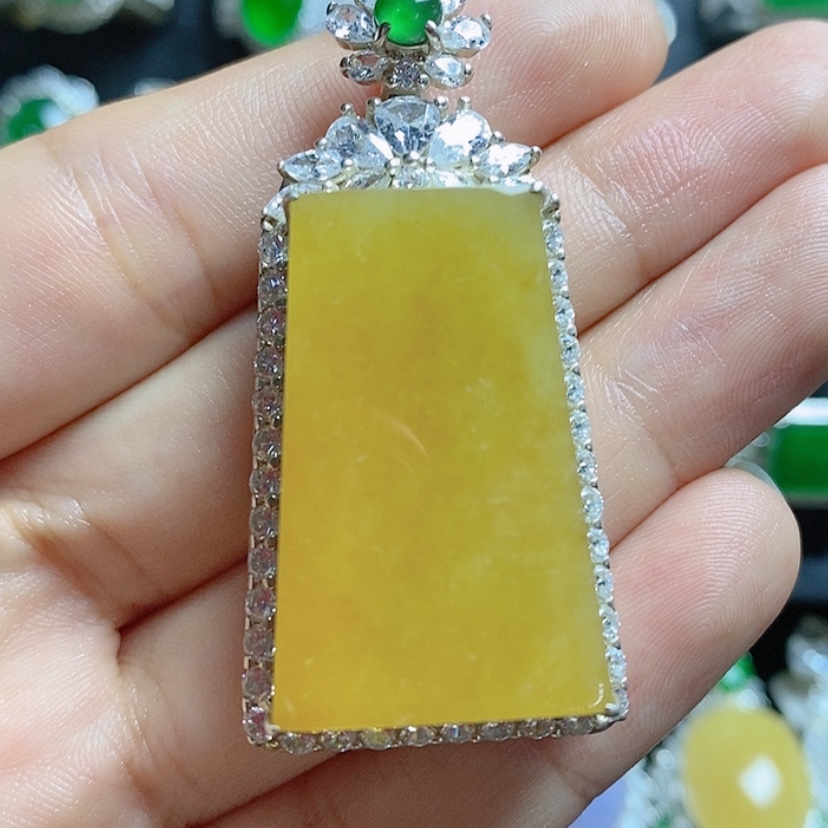 【闪购商品】翡翠银S925镶嵌挂件无事牌