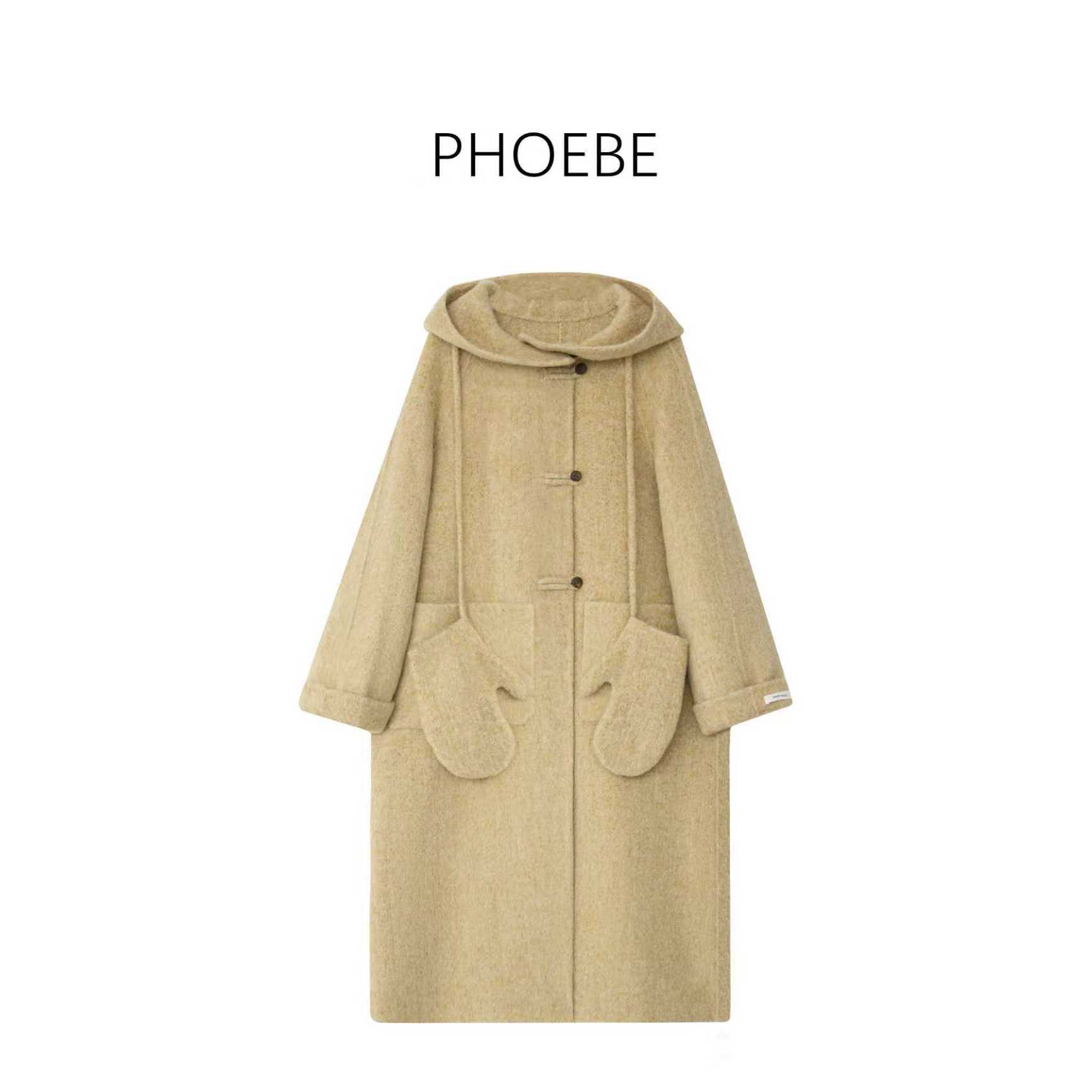 【雪地大衣】PHOEBE叶姐 限定中长款连帽带手套大衣HF5100374A