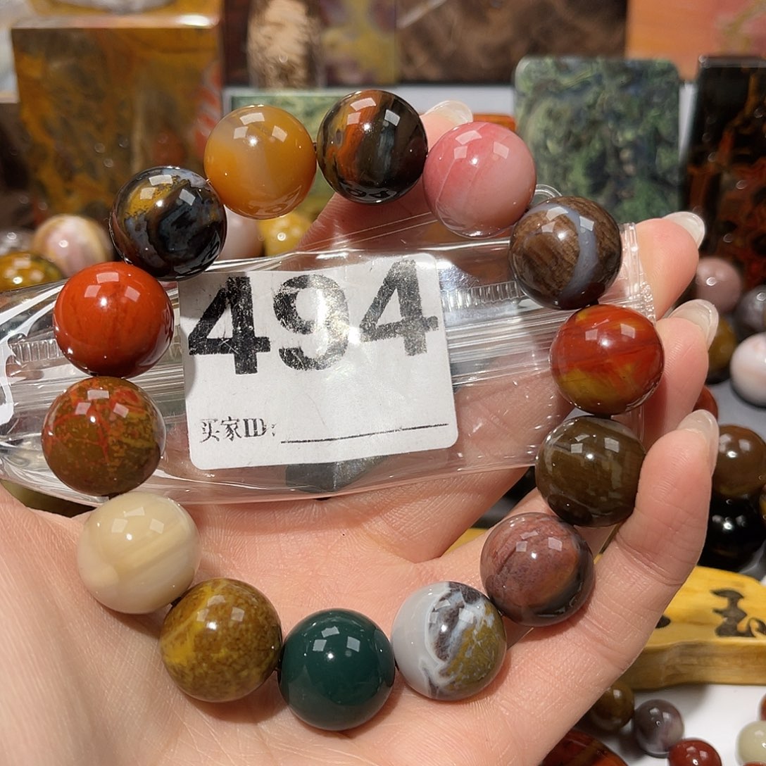 硅化玉未镶嵌天然北票硅化玉手串16.4