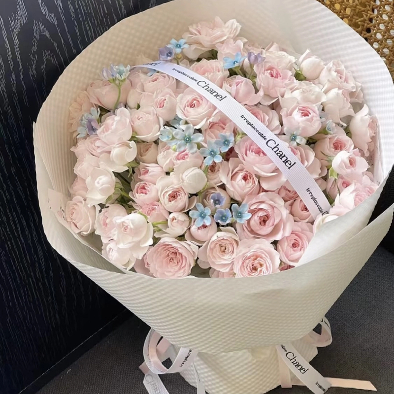 网红款仙子之吻多头泡泡玫瑰送女友见面花束表白鲜花奶茶生日花束