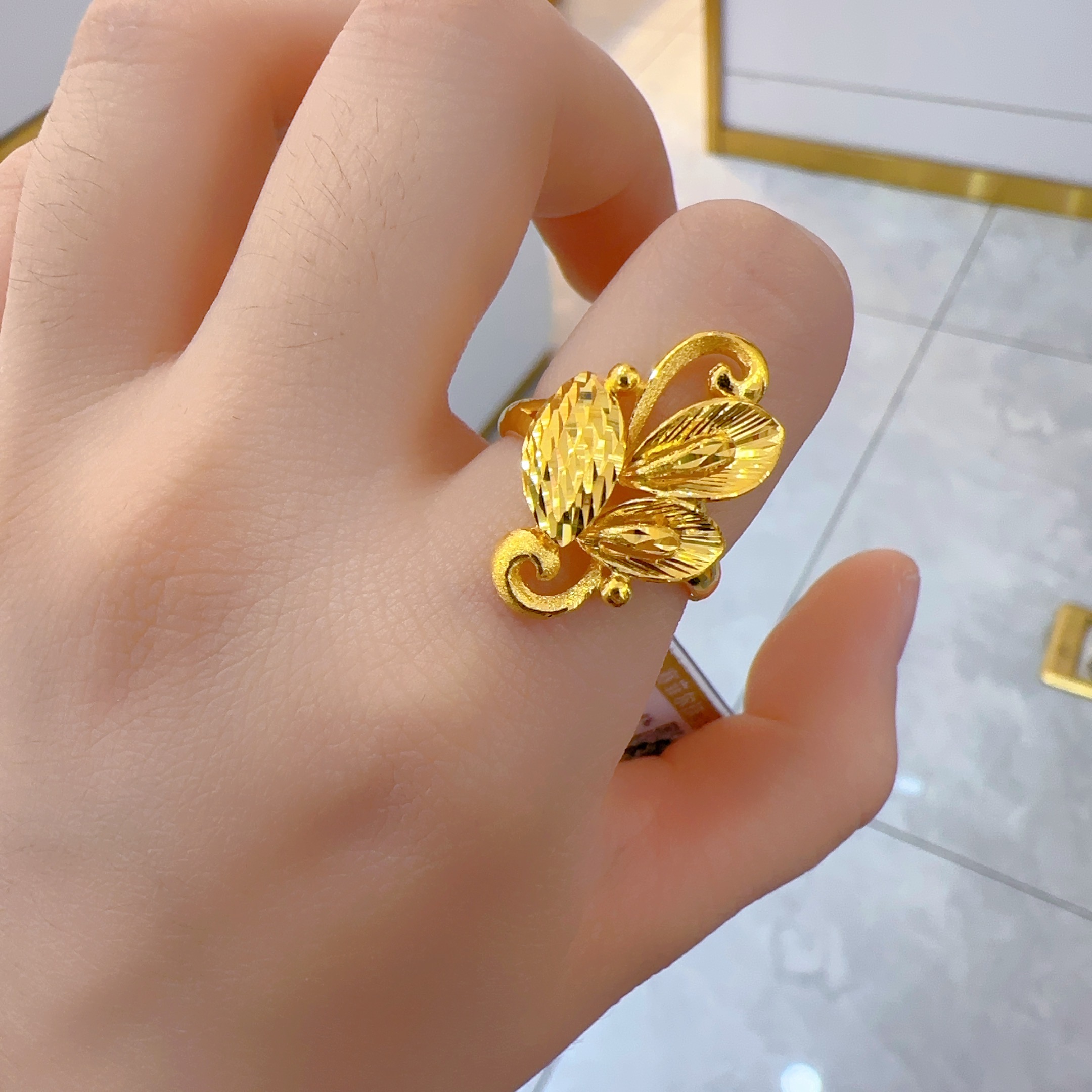 SUNFEEL/赛菲尔万足®足金凤尾情人节礼物足金戒指