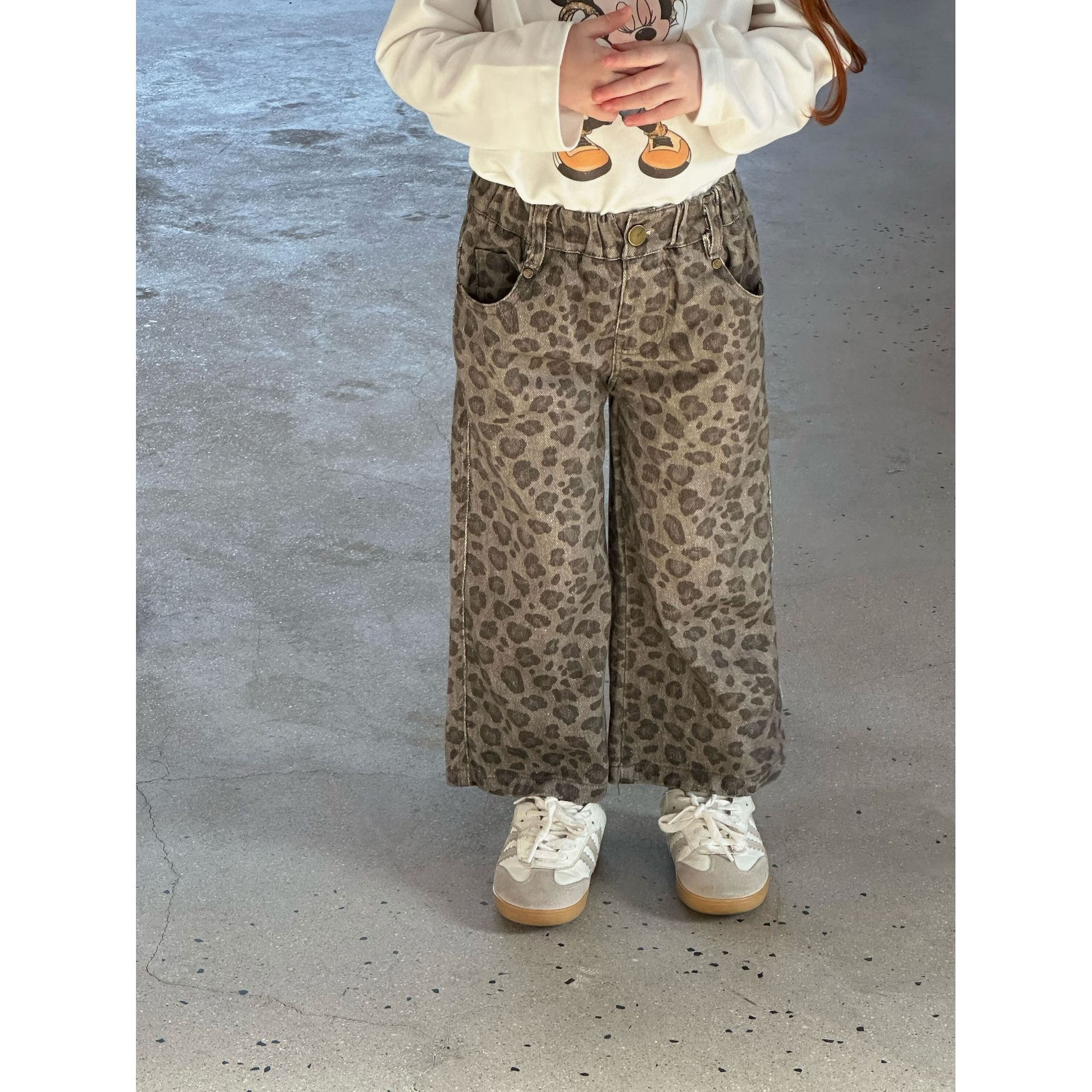 女童韩版洋气豹纹直筒裤秋款儿童复古宽松阔腿裤宝宝休闲裤86177