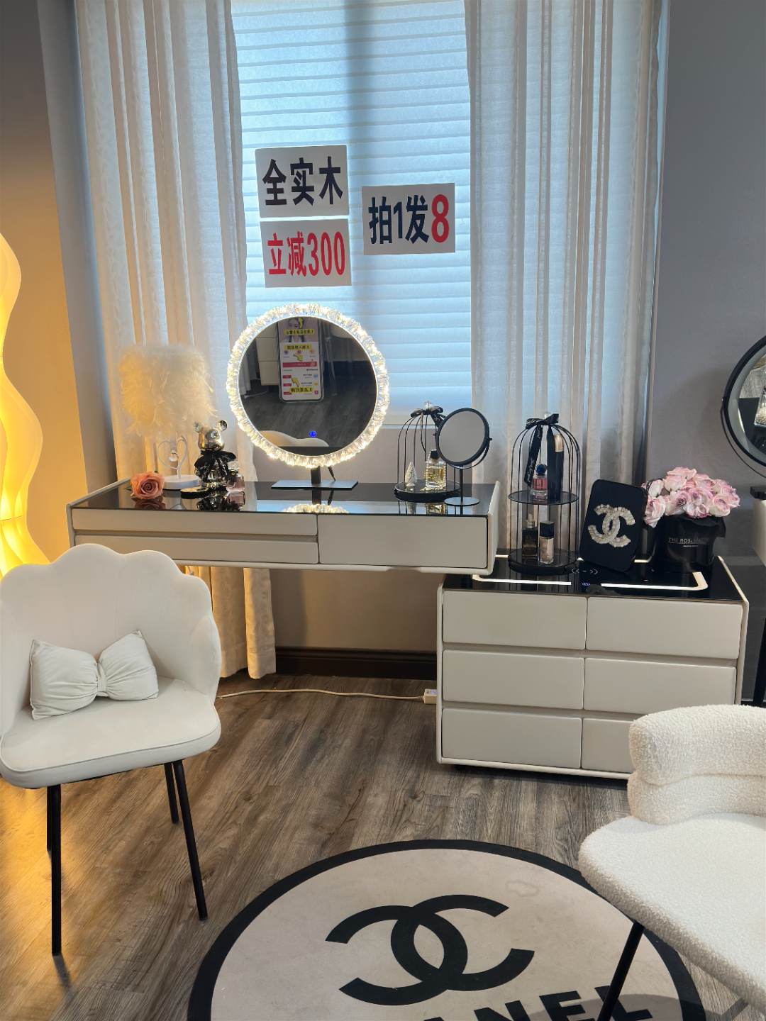 实木梳妆台智能卧室高级感现代极简轻奢小户型化妆桌斗柜一体