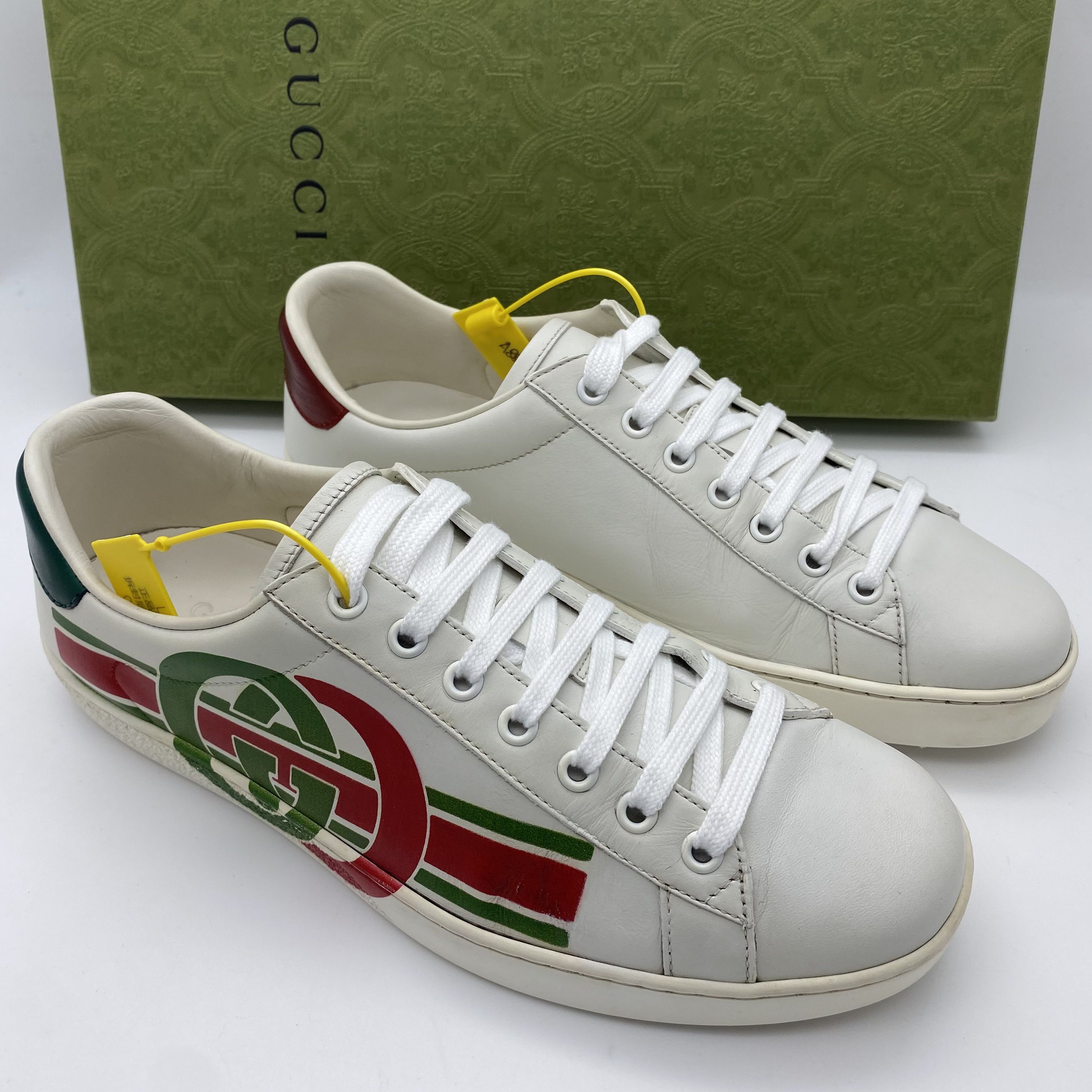 90新 GUCCI/古驰 41.5欧码/经典红绿双G腰带时尚休闲板鞋