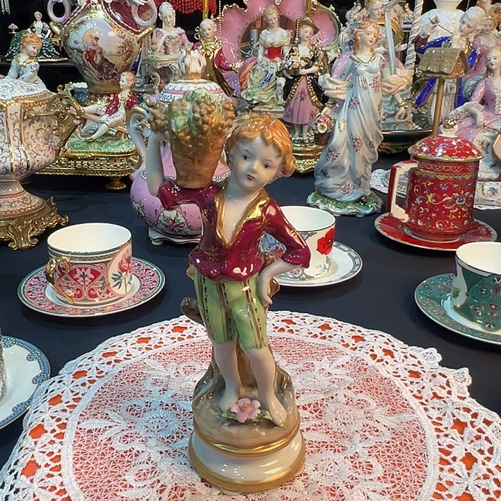 陶瓷抬花少年 高21厘米 老货库存