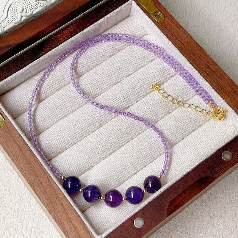 天然紫水晶锁骨项链Y0202正品保真