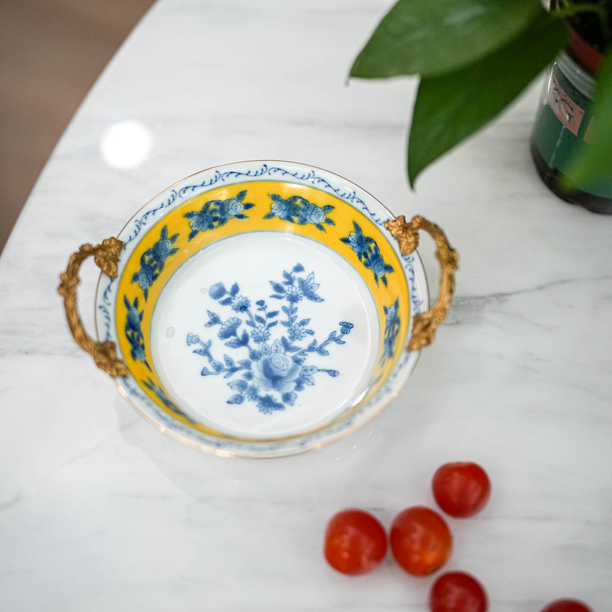 【奇居巍】翠柳青花双耳果碗果盘#H223-YL-QH01-3