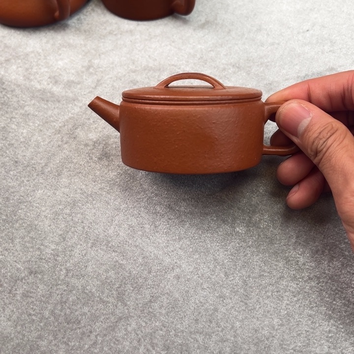 紫砂茶壶生砂朱泥平底汉瓦