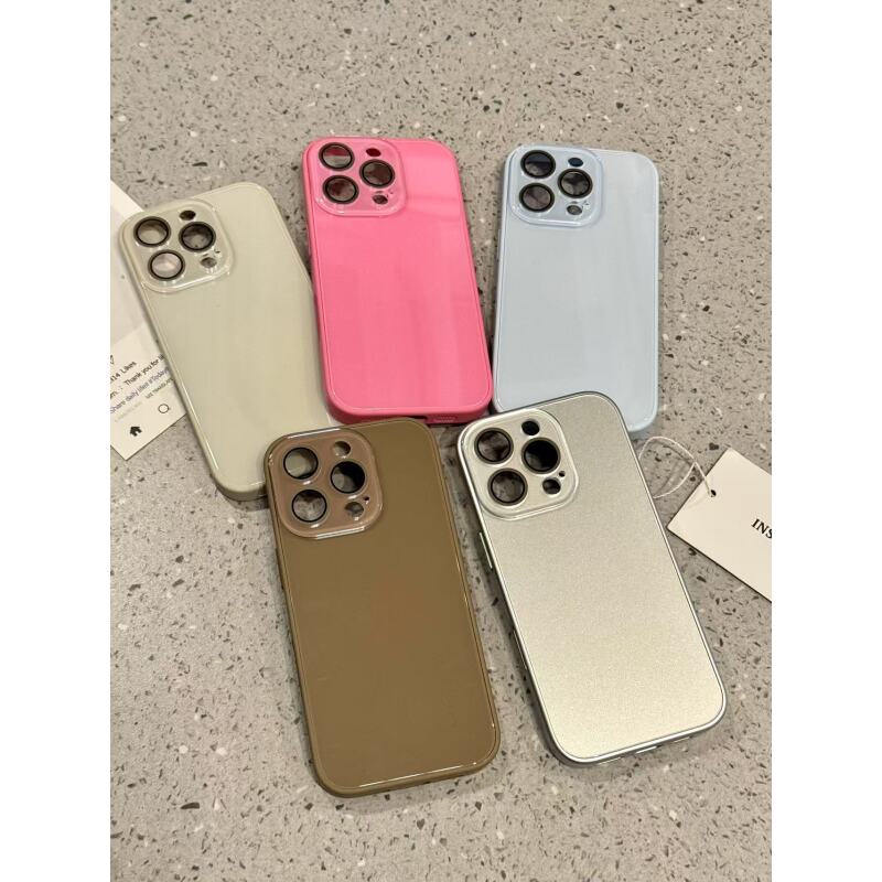韩系ins高级感玫红粉极简纯色适用iphone17promax苹果16pro手机壳