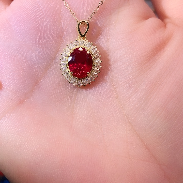 红宝石吊坠(赠链)银S925镶嵌