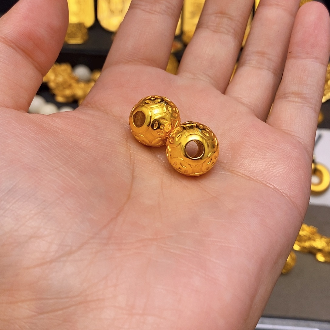 合金两颗火烧金钱珠