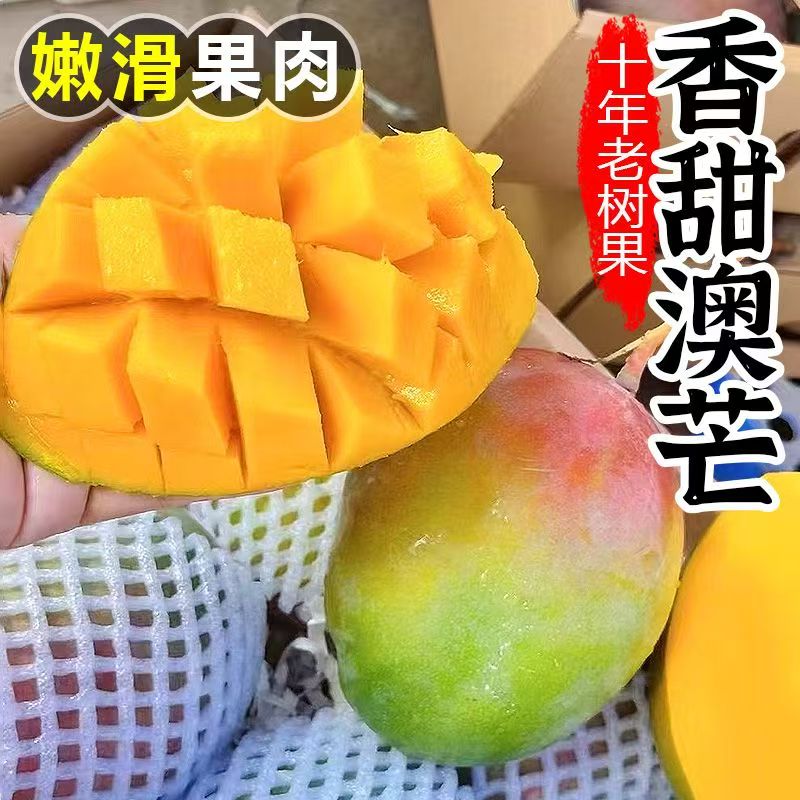 【放熟在吃】新鲜当季澳芒单果250g-500g带箱4斤约4-8个果