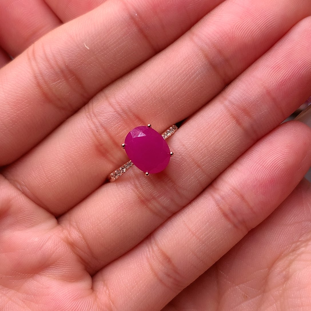 红宝石戒指银S925镶嵌