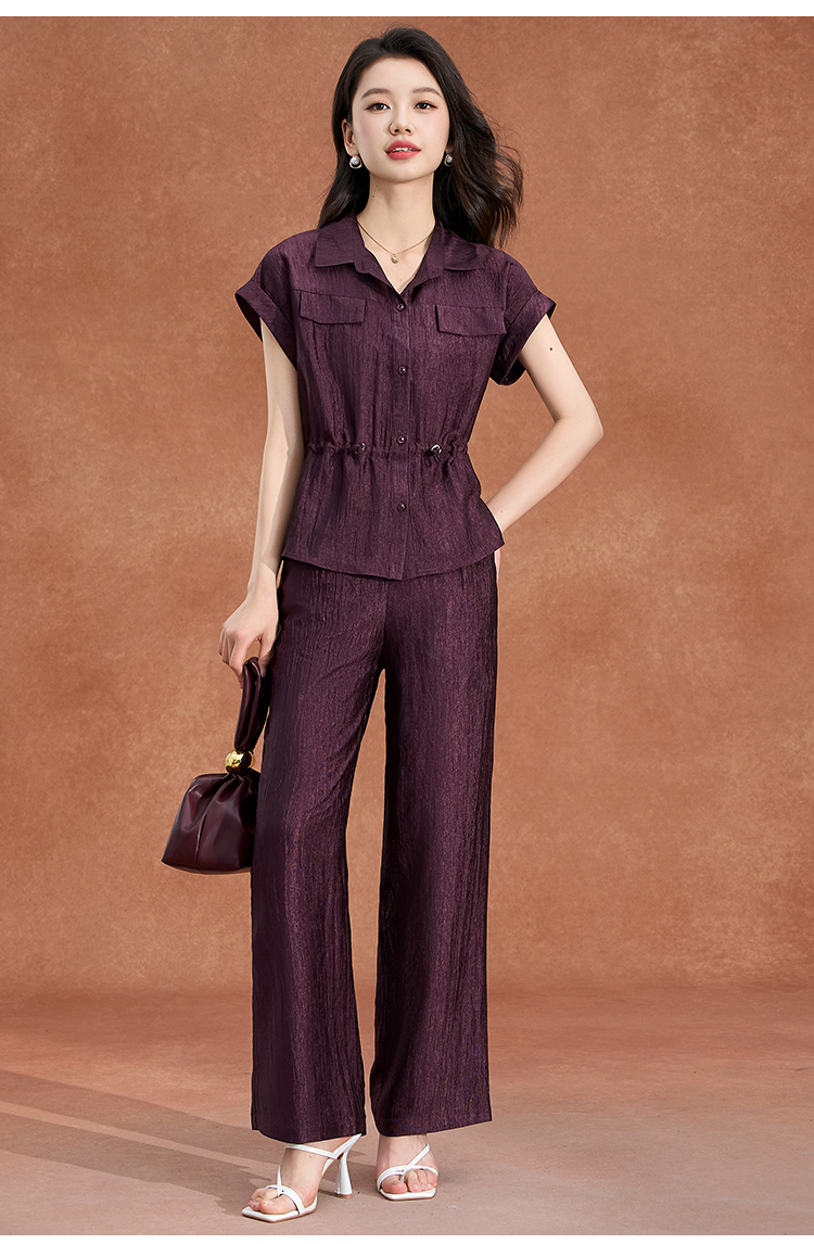 时尚套装女夏季2025新款轻职风洋气女装减龄休闲阔腿裤两件套M155